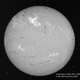 A view of the Sun on May 23, 1967, in a narrow visible wavelength of light called Hydrogen-alpha. The bright region in the top center region of brightness shows the area where the large flare occurred. Image: National Solar Observatory